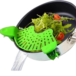 Toolavo Universal Silicone Clip-On Pot Strainer | Anti-Spill Food Grade Pasta, Rice & Fruit Colander Kitchen Gadget