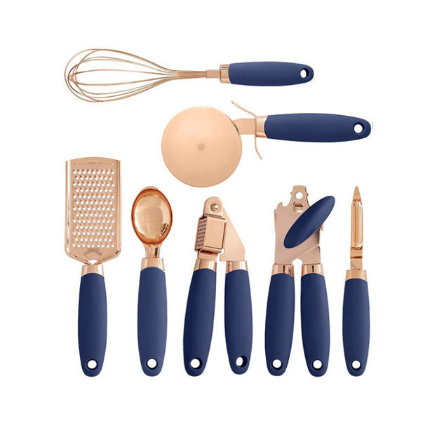Toolavo Kitchen Household Peeler Gadget – Rose Gold Copper Plating 7PC Stainless Steel Kitchen Tool Set