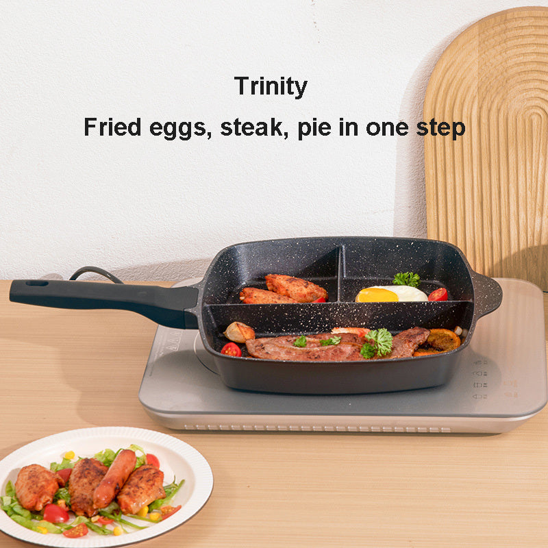 Toolavo Medical Stone Non-Stick 3-in-1 Omelette Pan – Multi-Function Frying Pan, Double Bottom, Compatible with Gas & Induction Stoves - Toolavo