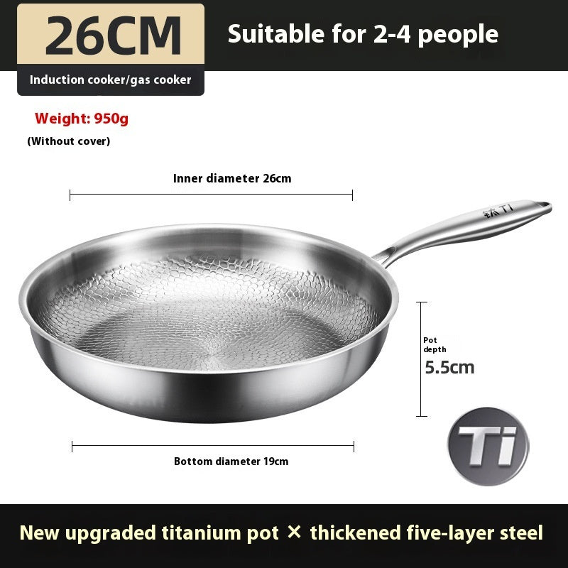 toolavo Pure Titanium Frying Pan – Non-Coated Non-Stick Pan with Glass Lid, Multi-Size Options - Toolavo