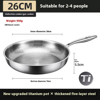toolavo Pure Titanium Frying Pan – Non-Coated Non-Stick Pan with Glass Lid, Multi-Size Options - Toolavo