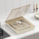 Toolavo Tableware Storage Box – Dustproof Kitchen Organizer with Cover for Utensils & Cutlery