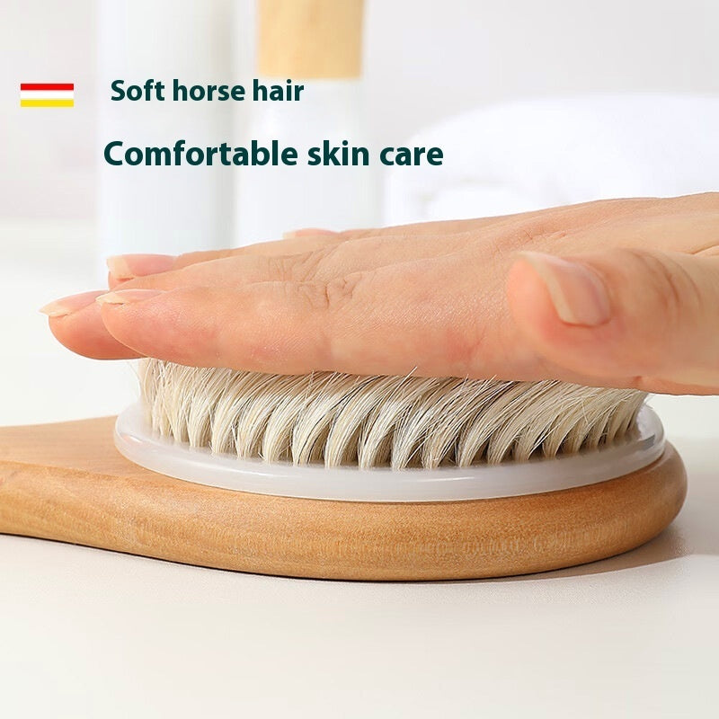 Toolavo Long Handle Pig Bristle Wooden Bath Brush – Soft & Hard Bristles for Body Scrub