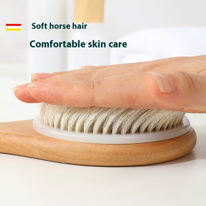 Toolavo Long Handle Pig Bristle Wooden Bath Brush – Soft & Hard Bristles for Body Scrub