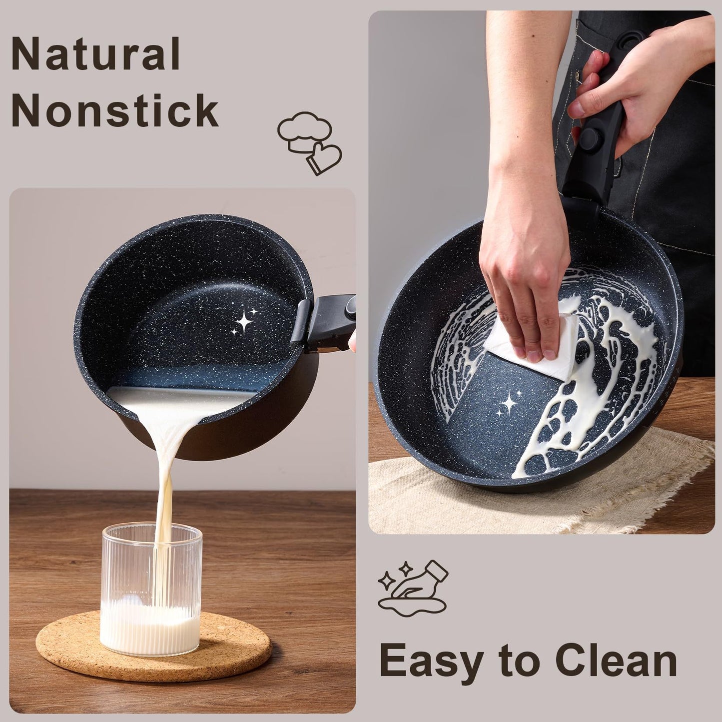 Toolavo Six-Piece Detachable Handle Pot Set – Space-Saving Non-Stick Cookware with Removable Handles, Multi-Purpose Pots for Gas & Induction Cookers - Toolavo