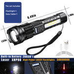 Toolavo White Laser Waterproof Flashlight – 5000mAh Rechargeable Strong LED Light for Outdoor, Camping & Diving
