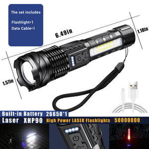 Toolavo White Laser Waterproof Flashlight – 5000mAh Rechargeable Strong LED Light for Outdoor, Camping & Diving