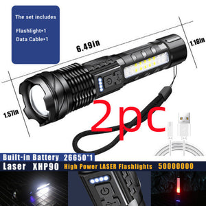 Toolavo White Laser Waterproof Flashlight – 5000mAh Rechargeable Strong LED Light for Outdoor, Camping & Diving