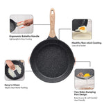 Toolavo JEETEE 8-Inch Nonstick Frying Pan – Stone Coating Omelette Skillet with Heat-Resistant Handle | Induction Compatible