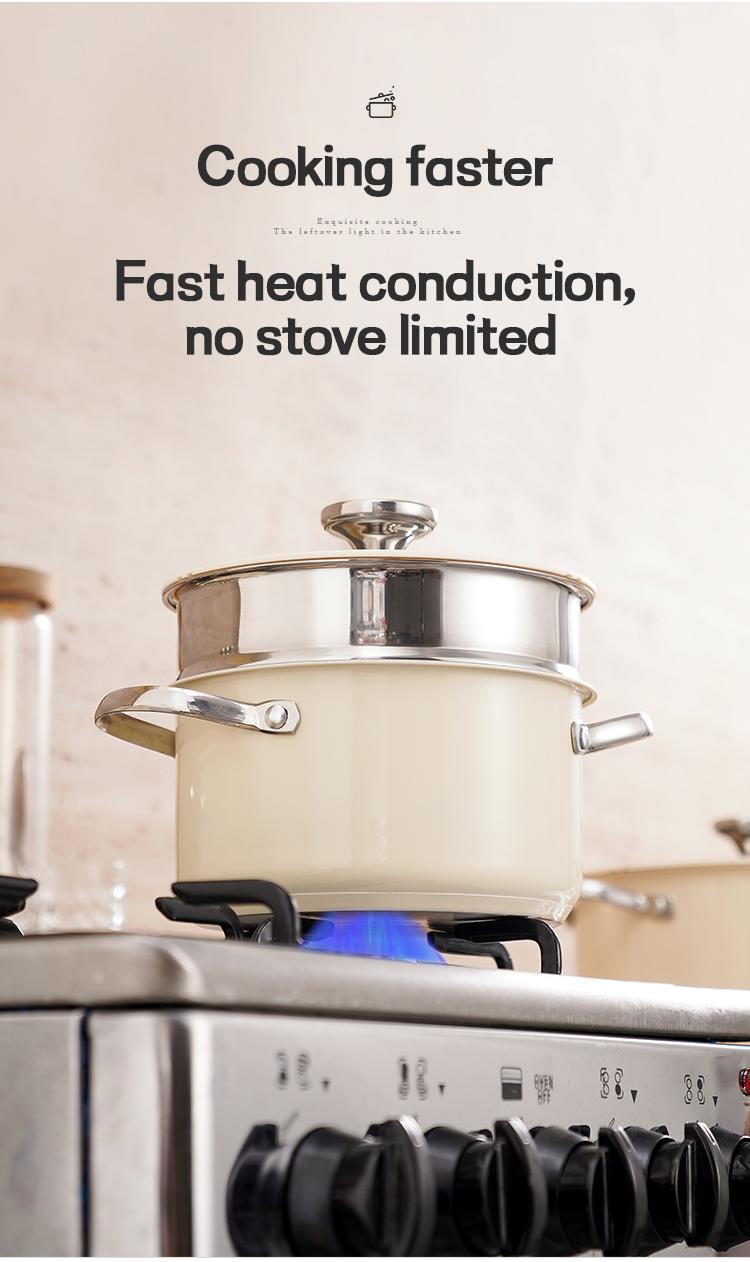 Toolavo Stainless Steel Pot 4-Piece Set – Non-Stick, Easy-Clean Cookware for Gas & Induction Cooking, Includes Saucepans, Casseroles & Steamer - Toolavo