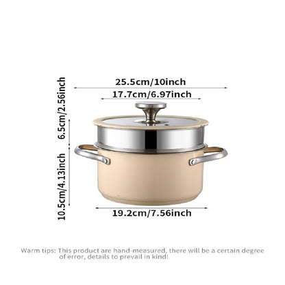 Toolavo Double Layered Pot – 304 Stainless Steel Ceramic-Coated Stockpot with Steamer & Glass Lid, Dishwasher Safe, Suitable for All Cooktops - Toolavo