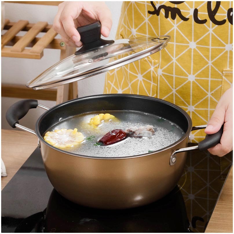 toolavo 3-Piece Cast Iron Cookware Set – Non-Stick Soup Pot, Milk Pot & Wok
