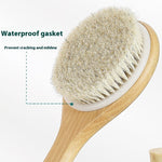 Toolavo Long Handle Pig Bristle Wooden Bath Brush – Soft & Hard Bristles for Body Scrub