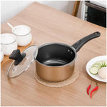 toolavo 3-Piece Cast Iron Cookware Set – Non-Stick Soup Pot, Milk Pot & Wok