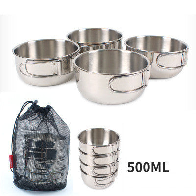 Toolavo 304 Stainless Steel Folding Bowl – Portable Collapsible Outdoor Camping Cup, Durable Picnic &amp; Hiking Bowl, 500ml / 700ml Options - Toolavo