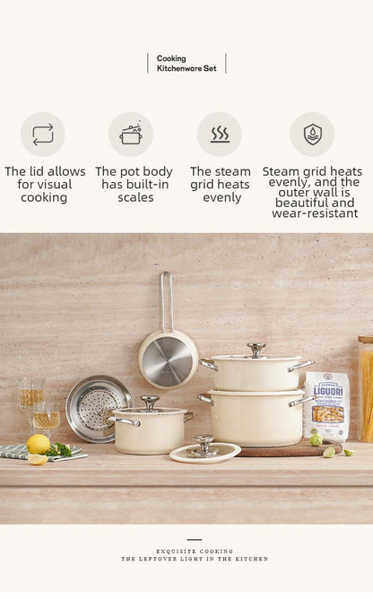 Toolavo Stainless Steel Pot 4-Piece Set – Non-Stick, Easy-Clean Cookware for Gas & Induction Cooking, Includes Saucepans, Casseroles & Steamer - Toolavo