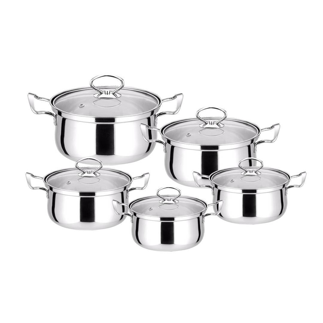 Toolavo Stainless Steel Wire Handle Milk Pot & Soup Pot Steamer 16-Piece Set – Smokeless Cookware for Home Kitchen - Toolavo
