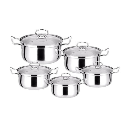 Toolavo Stainless Steel Wire Handle Milk Pot & Soup Pot Steamer 16-Piece Set – Smokeless Cookware for Home Kitchen - Toolavo