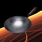 toolavo Handmade Non-Coated Frying Pan – Non-Stick Refined Iron Pan with Wooden Handle & Glass Lid