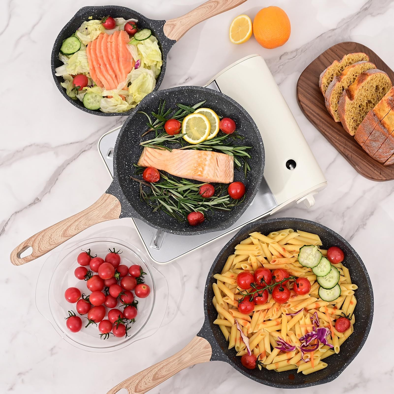 Toolavo JEETEE 8-Inch Nonstick Frying Pan – Stone Coating Omelette Skillet with Heat-Resistant Handle | Induction Compatible